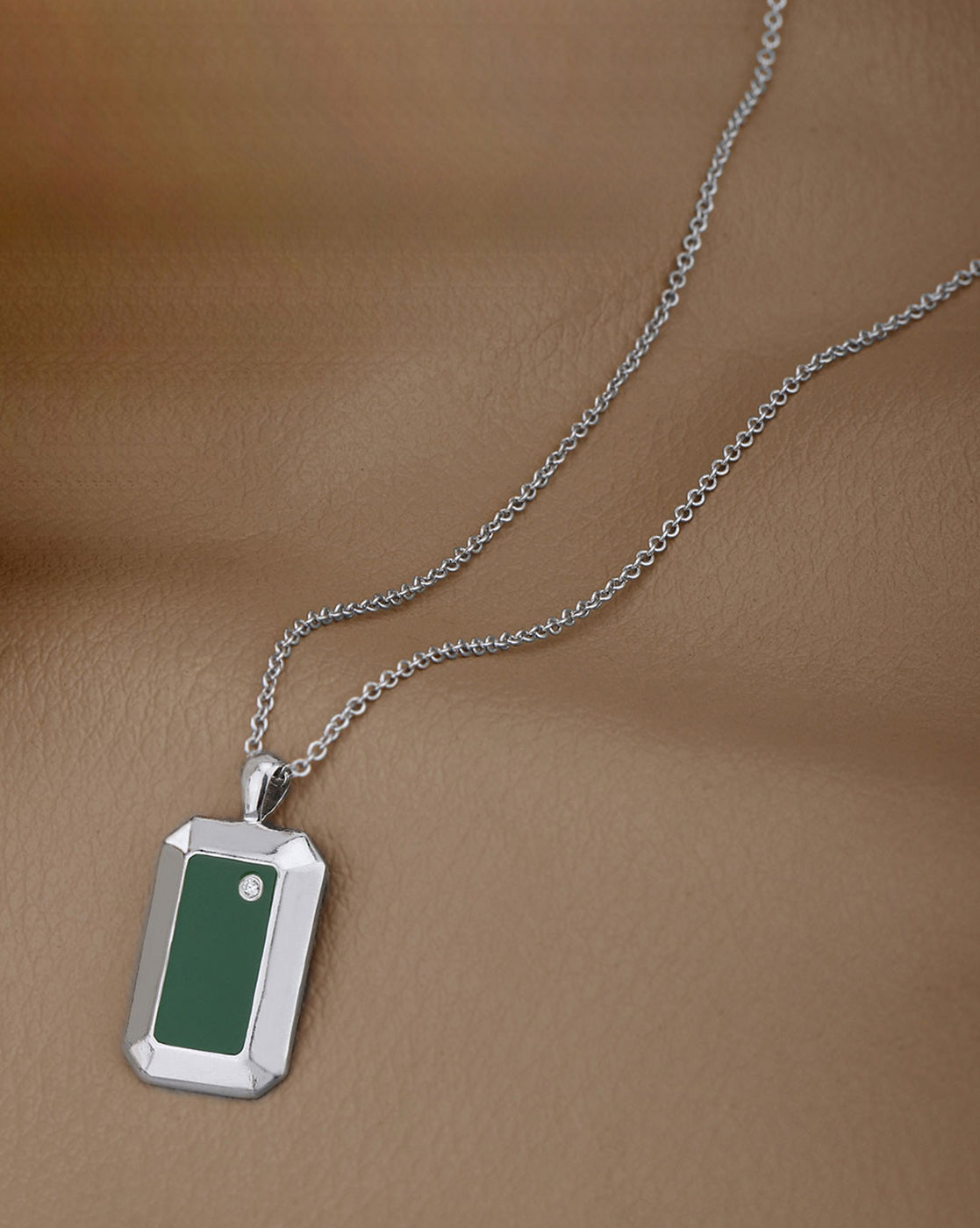 Men Rhodium Plated with CZ and Accent Stone Enamel Pendant and Chain