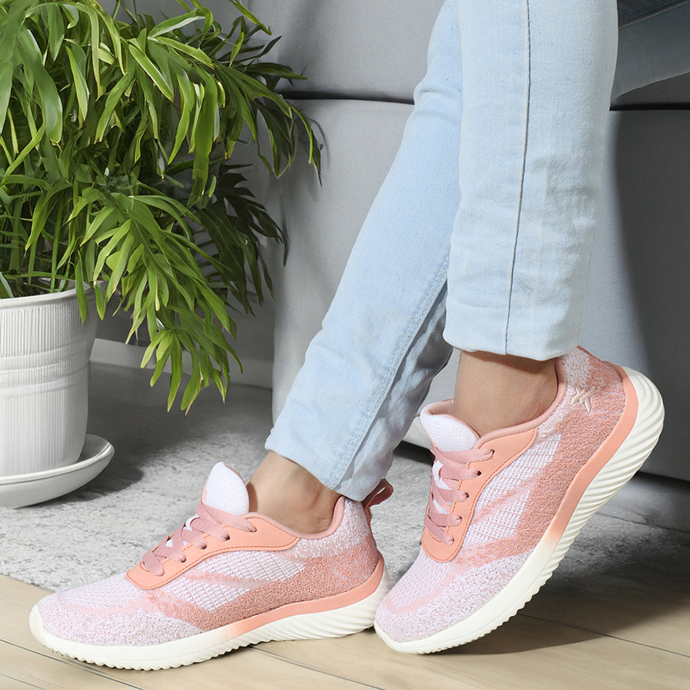 Women Mesh Flyknit Technology Lace-Up Sports Shoes
