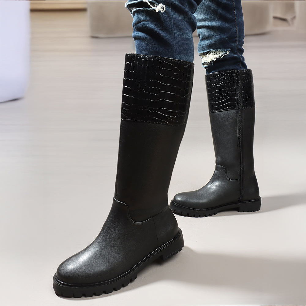 Women Block-Heeled Winter Long Boots