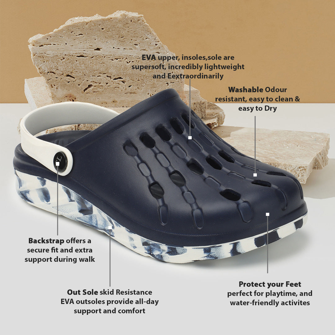 Men Perforated Comfort Clogs with Contrasting Strap