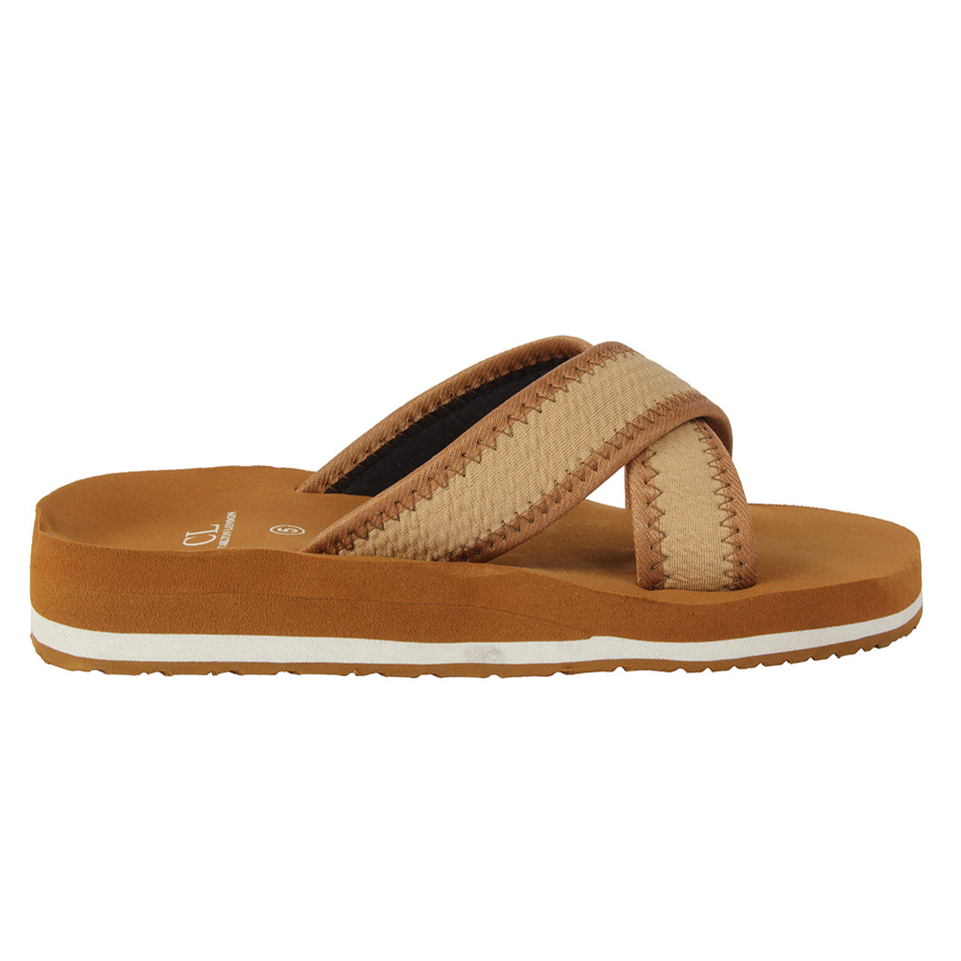 Carlton London Women Comfort Cushioned Footbed Slides, Casual Lightweight Low Wedge Open-Toe Walking Slides