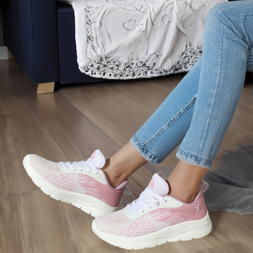 Women Mesh Flyknit Technology Lace-Up Sports Shoes