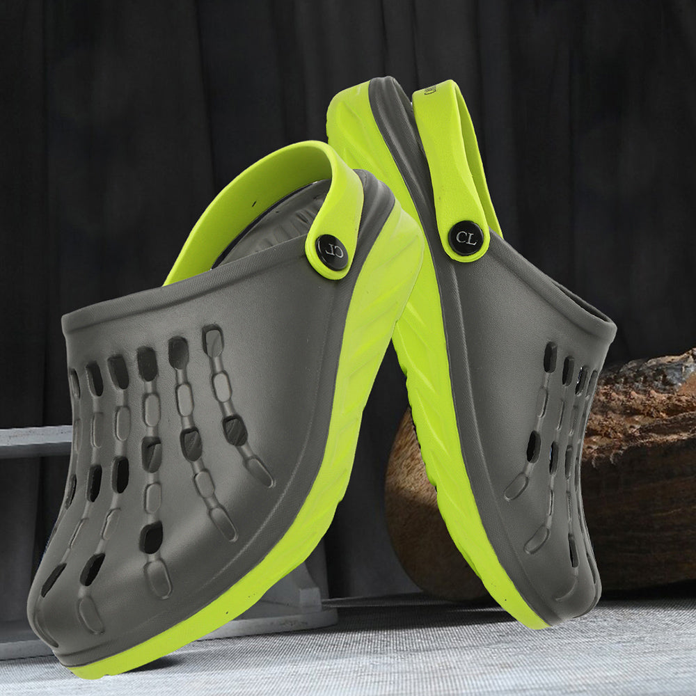 Men Two Tone Perforated Back Strap Clogs