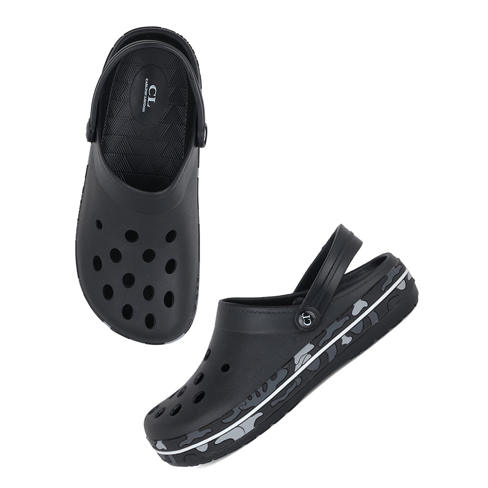 Men Perforated Comfort Clogs with Camouflage Sole