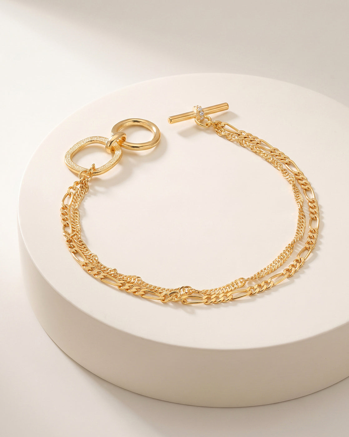 18kt Gold Plated CZ Wraparound Toggle Bracelet