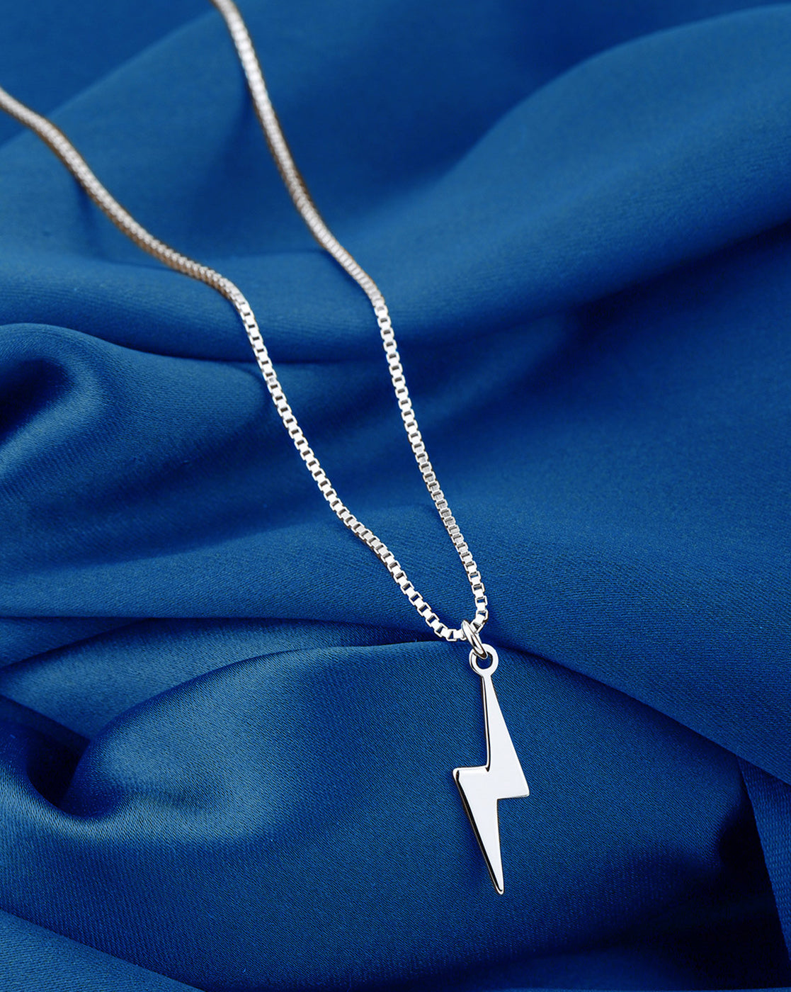 Rhodium Plated Lightning Pendant for Men