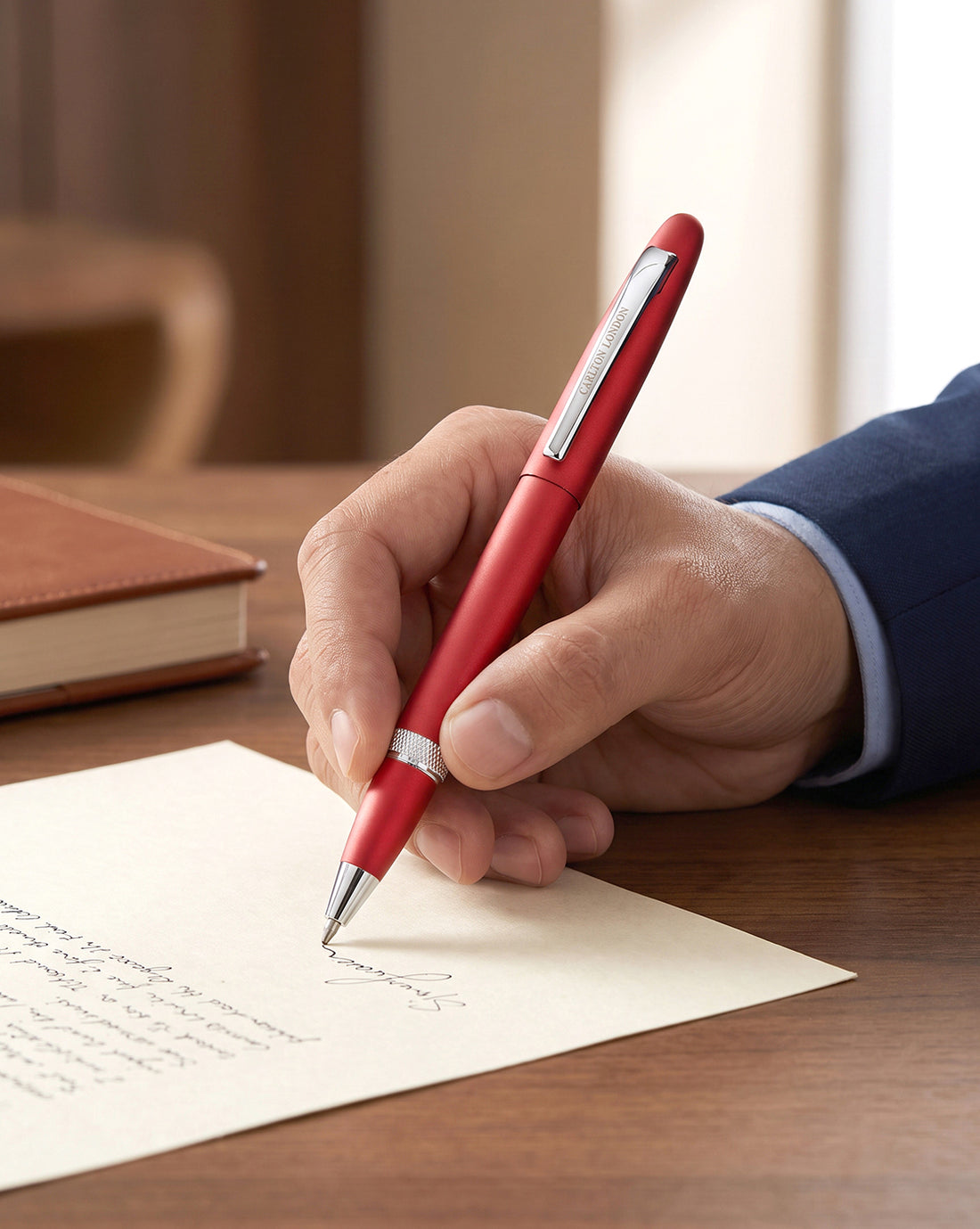 Red & Silver Toned Metallic Stylish Executive Roller Ball Pen with Smooth Ink & Sleek Writing