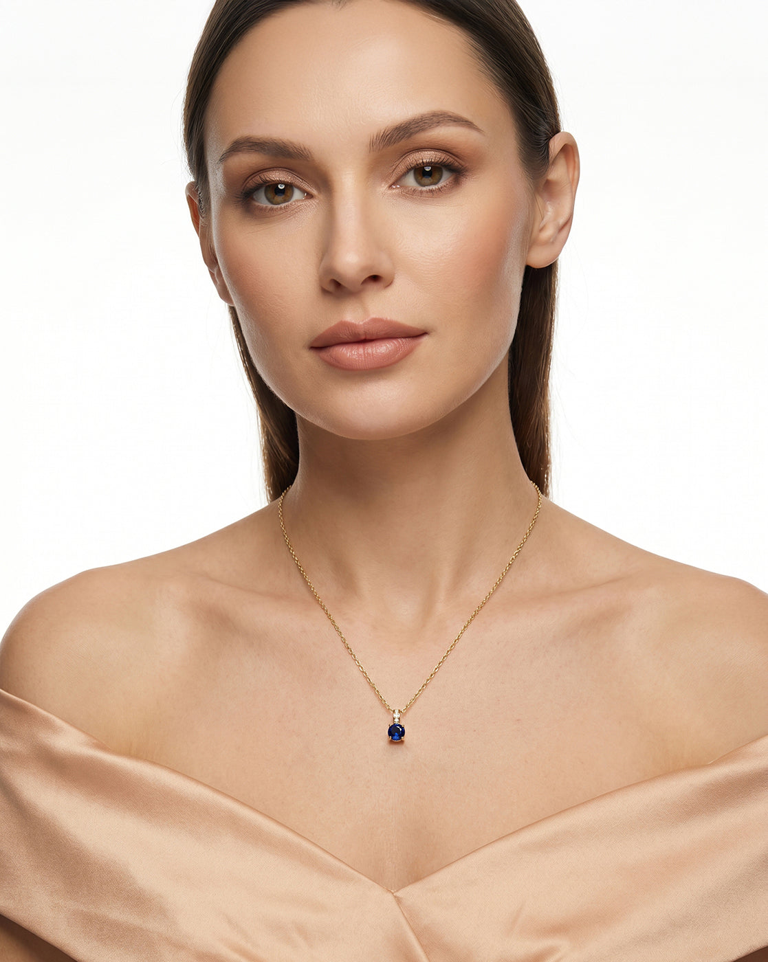 18kt Gold Plated CZ-Heart-Teardrop-Baguette & Round Interchangeable Solitaire Pendant with Chain Necklace
