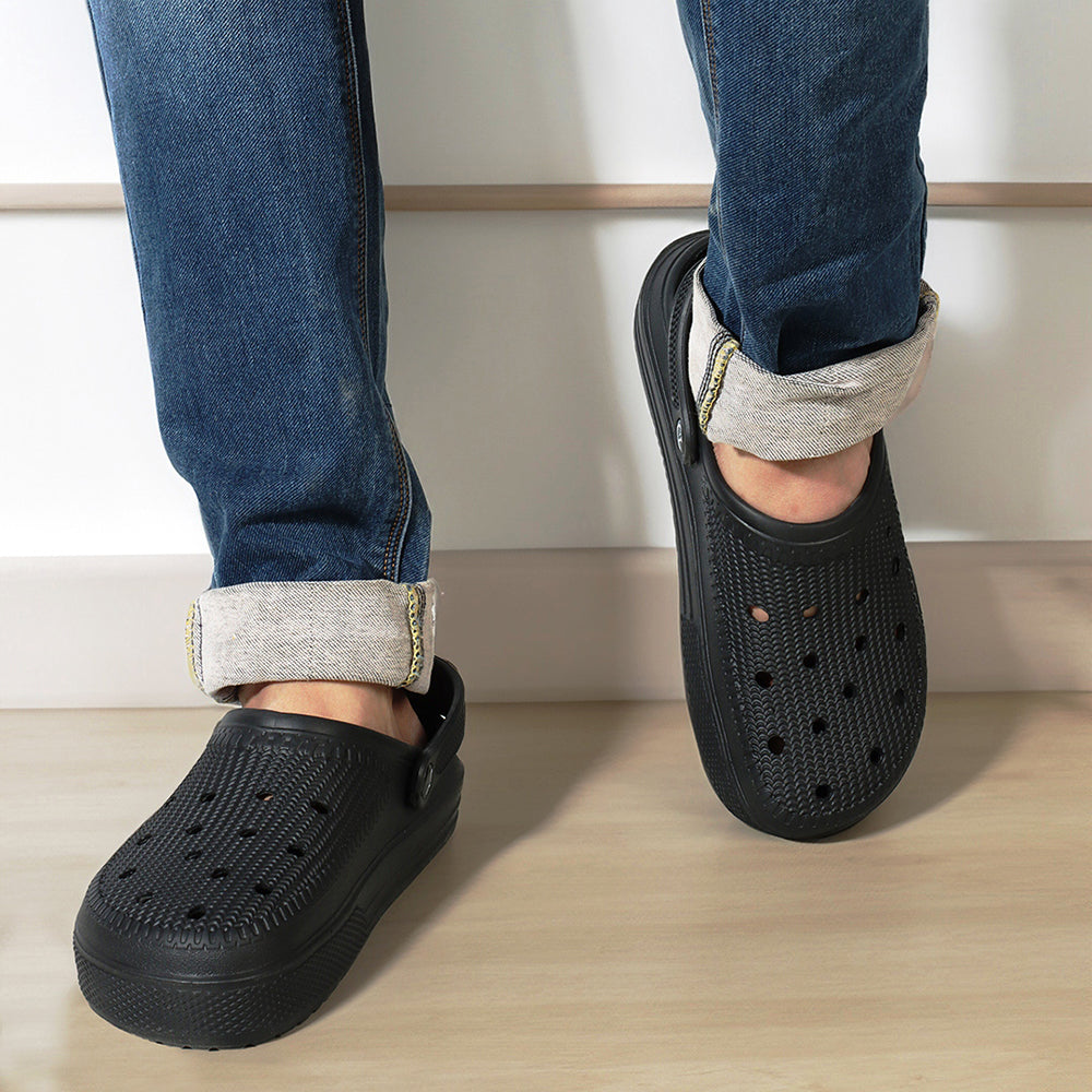 Men Sculpted Perforated Comfort Clogs with Back Strap