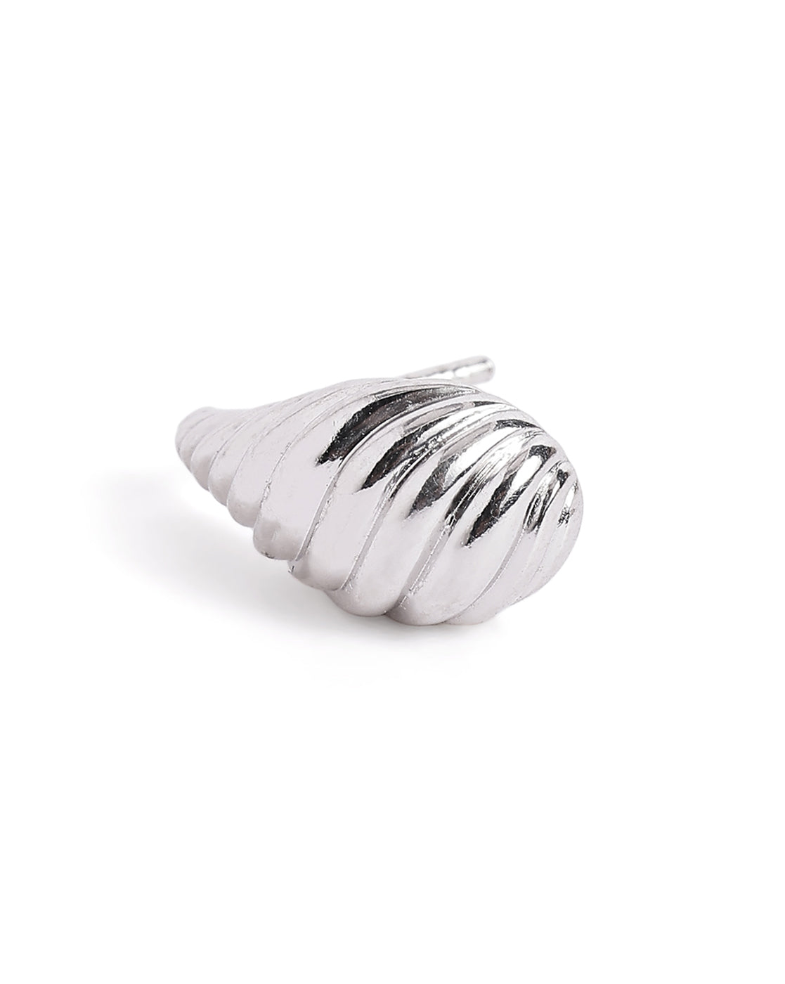 Rhodium Plated Seashell Mini Stud Earring