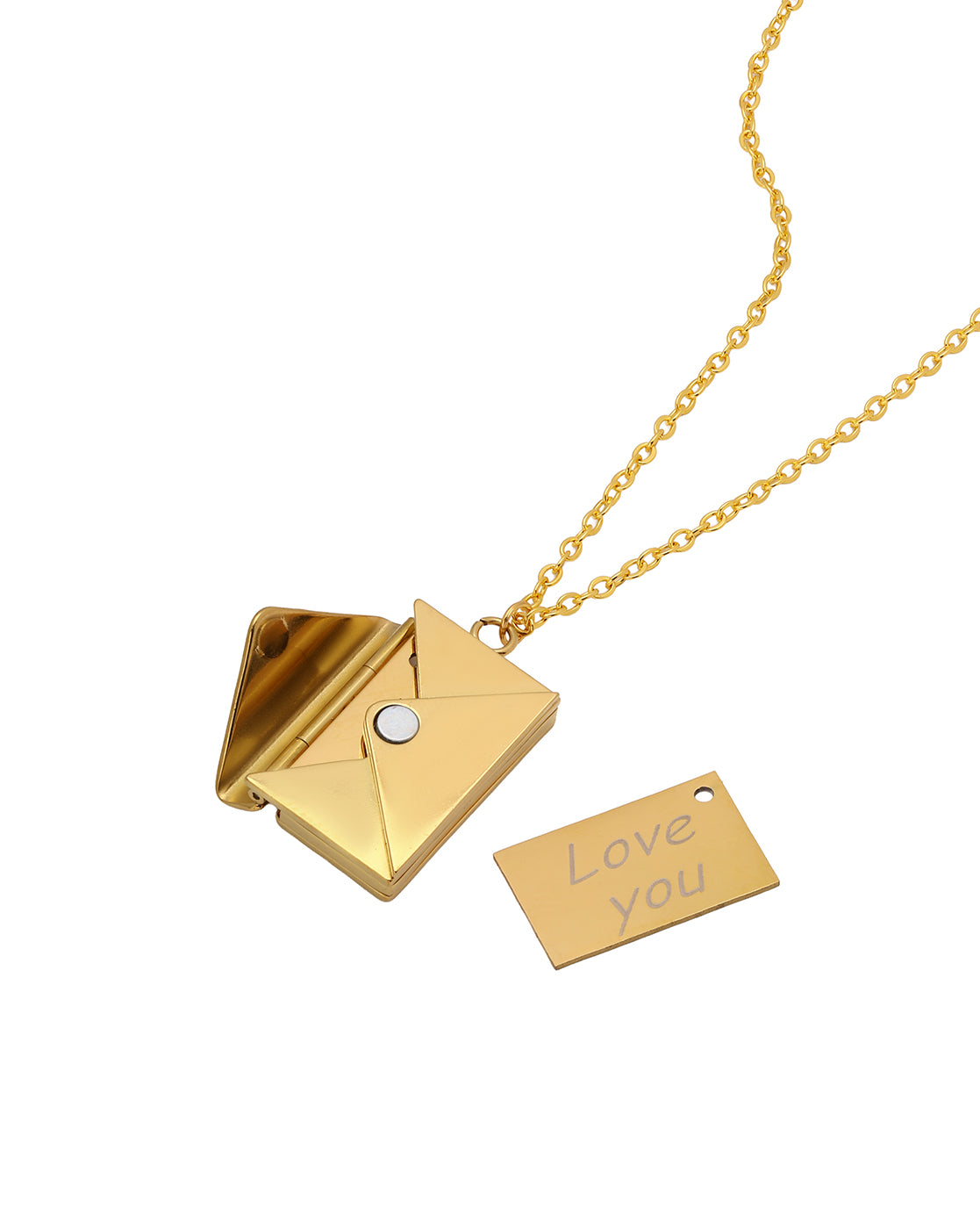 Gold Plated Love Letter Envelope Pendant and Chain