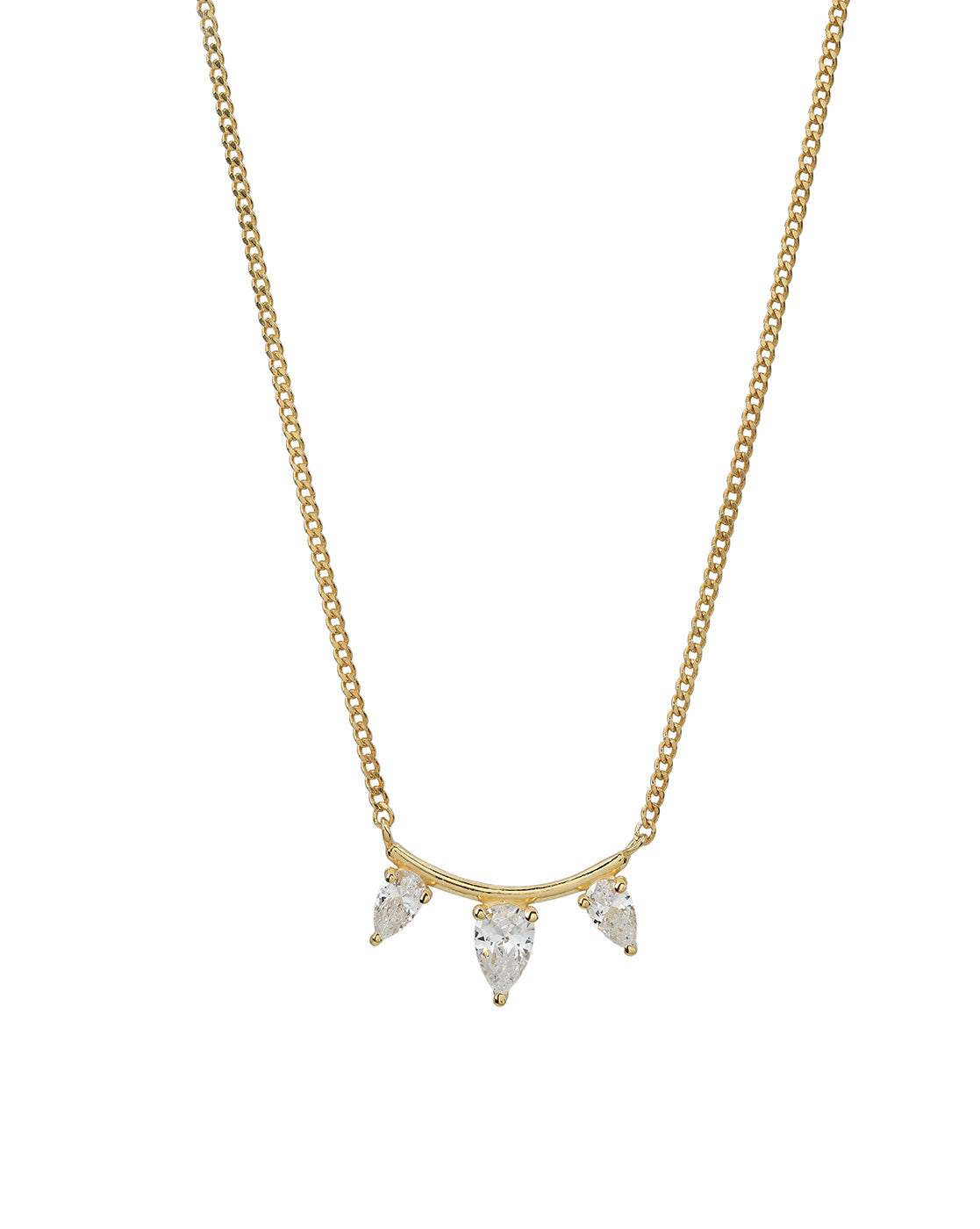 18kt Gold Plated Minimal Solitaire Teardrop Necklace
