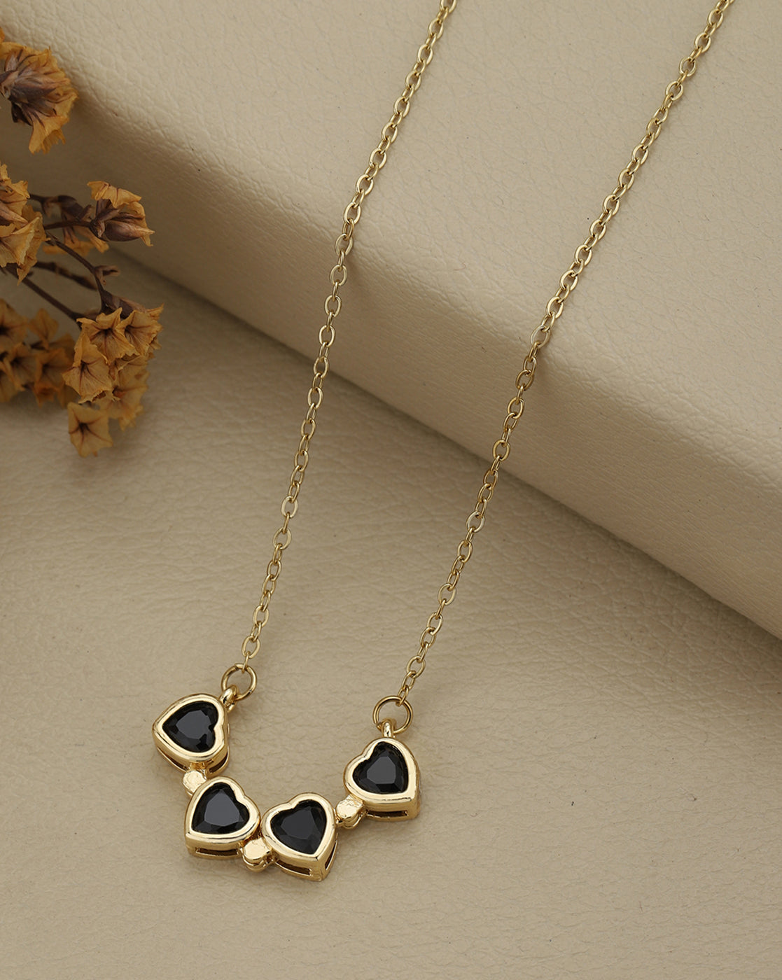 2 Way Wear Magnetic Heart Clover Black Stone Pendant Necklace