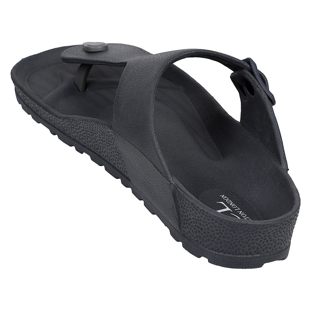 Men Solid Thong Slide with Adjustable Strap