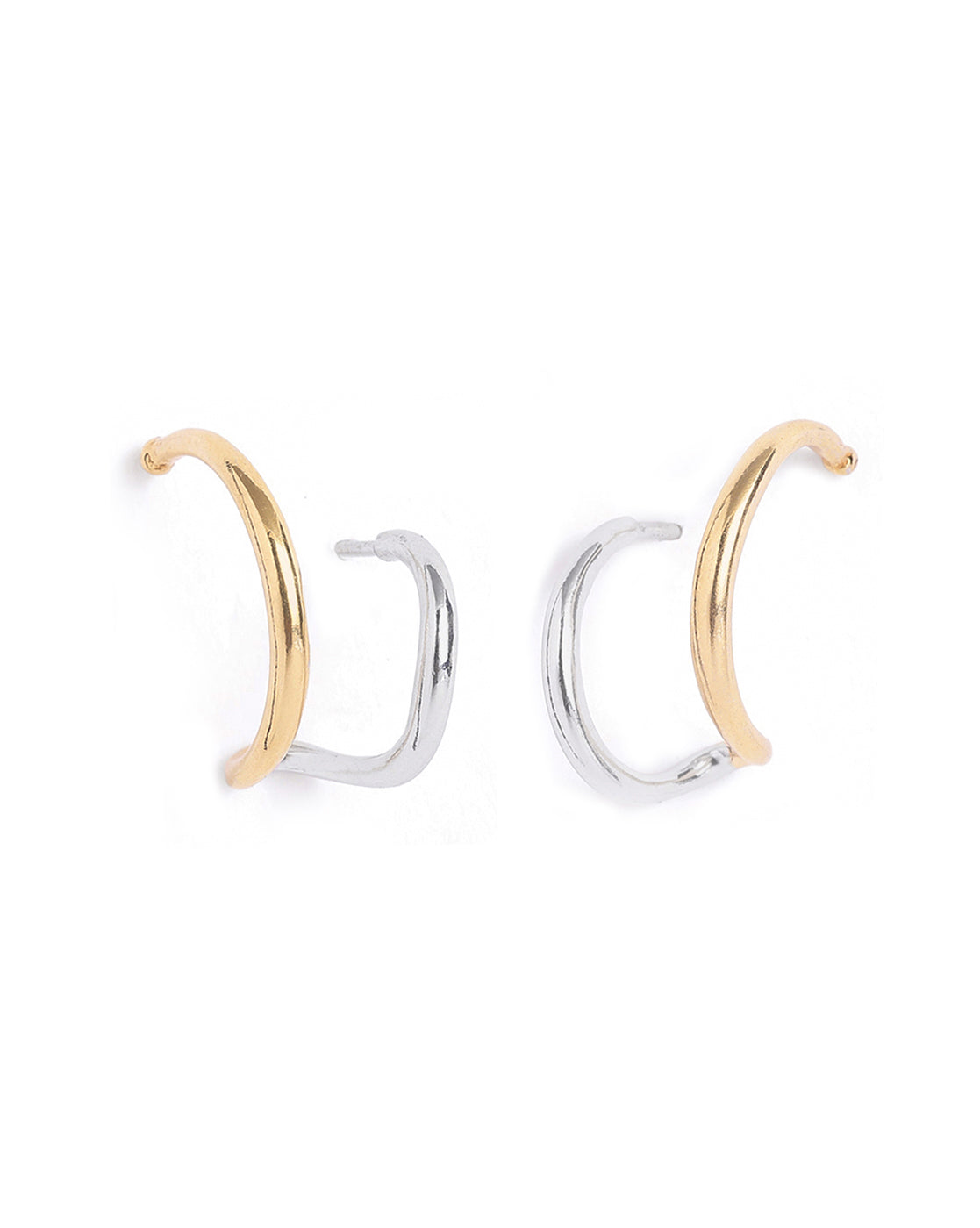 18kt Gold & Rhodium Plated Ear Lobe Cuff Stylish Earring