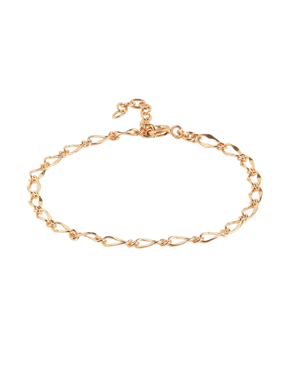 18kt Rose Gold Plated Textured Link Chain Adjustable Bracelet