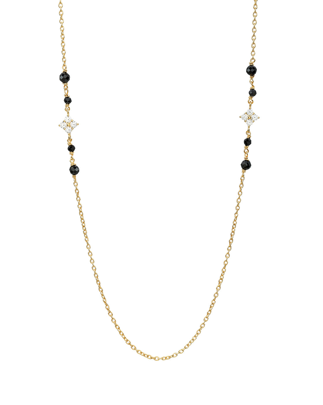 925 Sterling Silver 18kt Gold Plated Natural black bead & CZ Studded Contemporary Mangalsutra