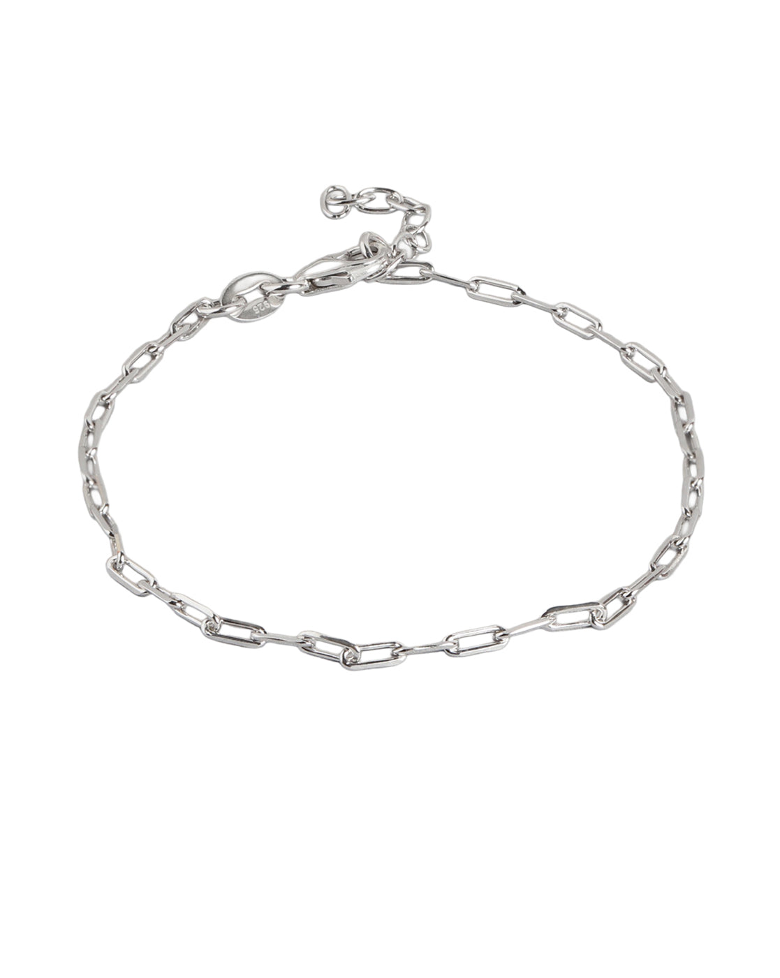 925 Sterling Silver Rhodium Plated Link Chain Bracelet