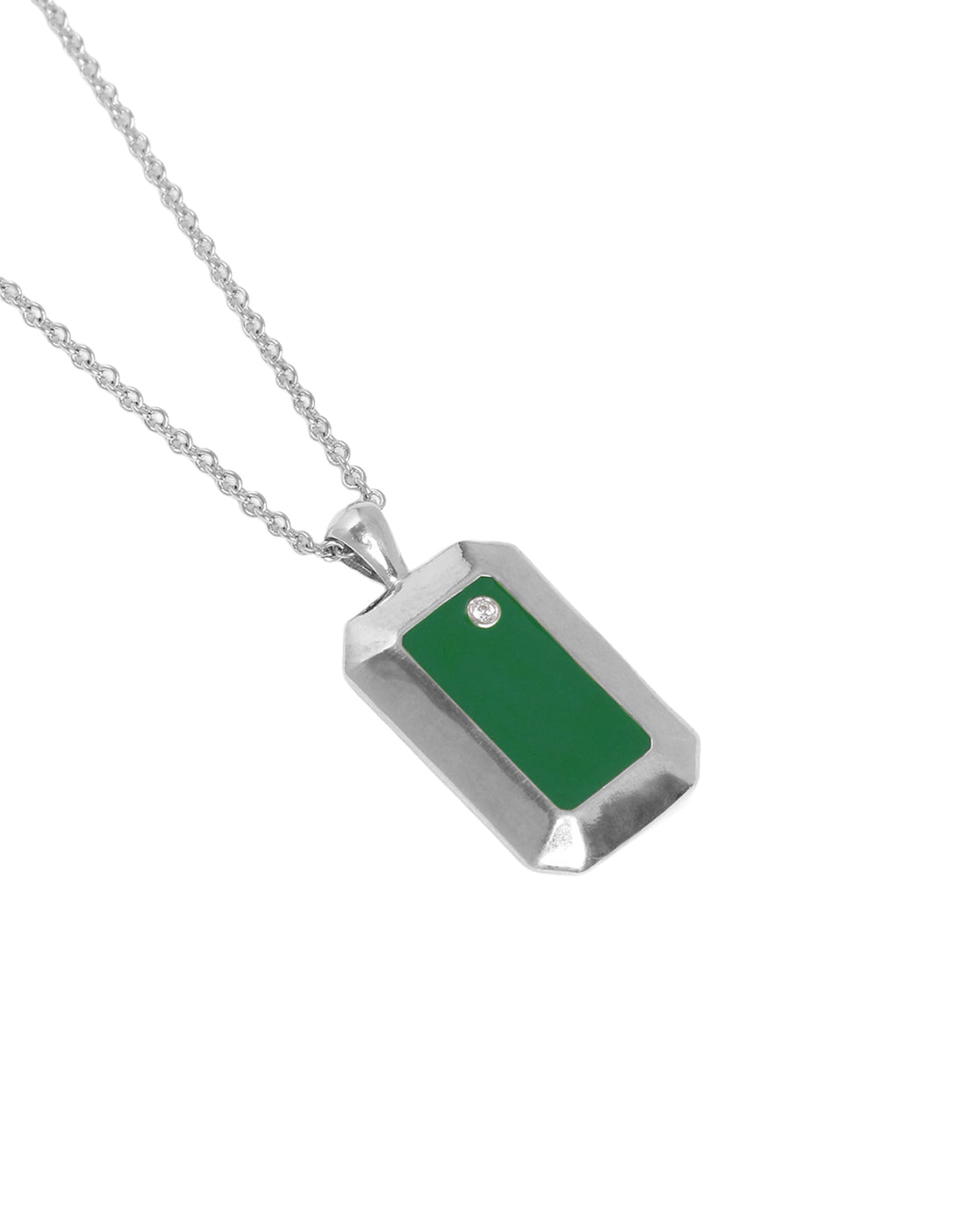 Men Rhodium Plated with CZ and Accent Stone Enamel Pendant and Chain