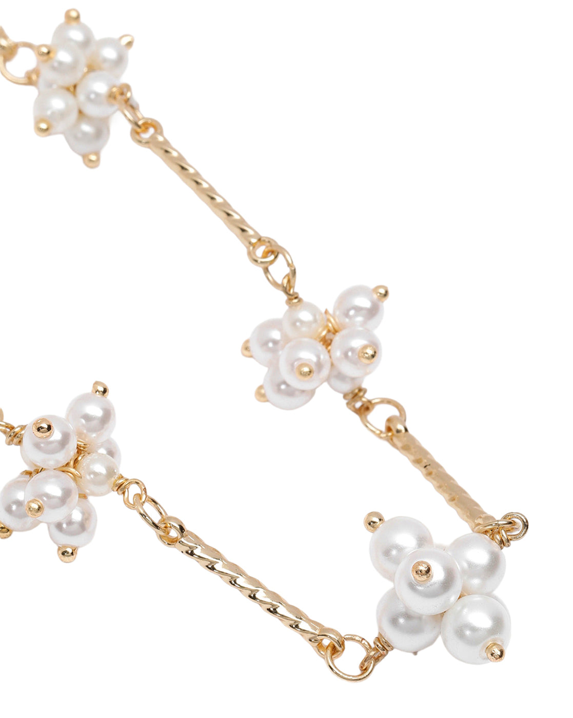 Gold Plated Bar & Pearl Beaded Necklace