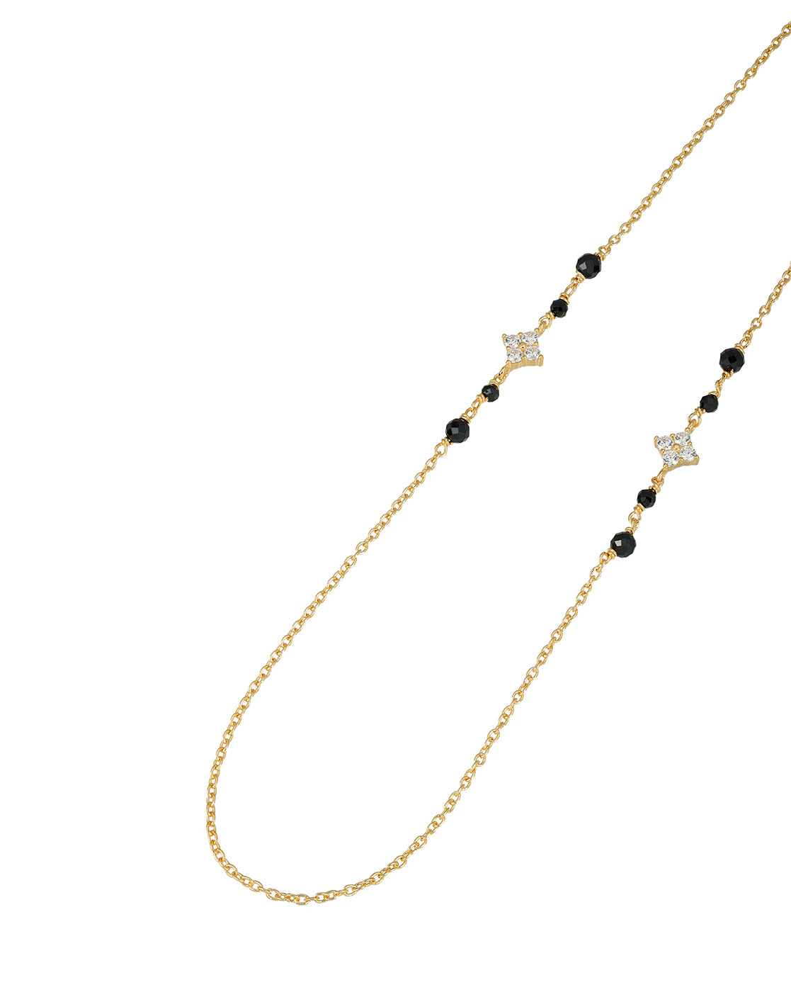 925 Sterling Silver 18kt Gold Plated Natural black bead & CZ Studded Contemporary Mangalsutra