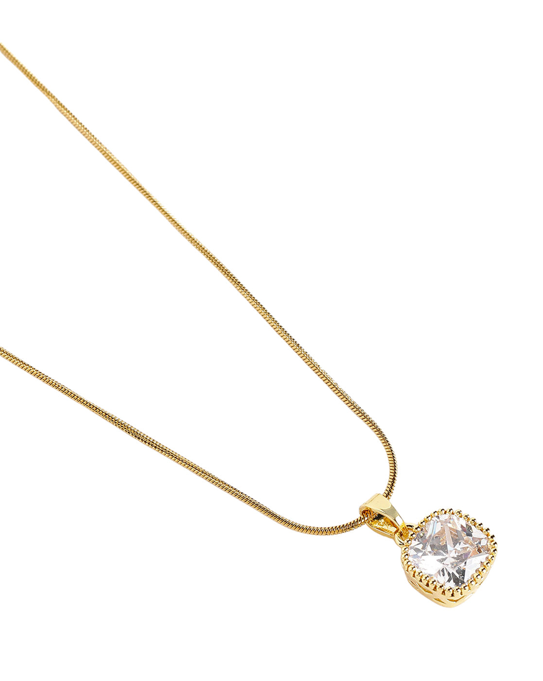 Gold Plated Statement Solitaire Pendant & Fancy Chain