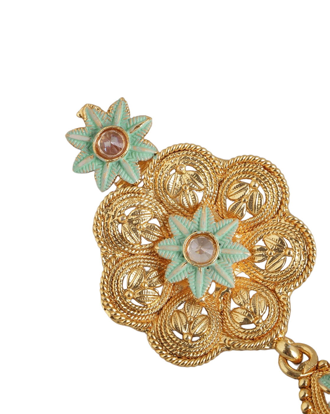 Gold Plated Traditional Enamel Floral Necklace & Earrings Set