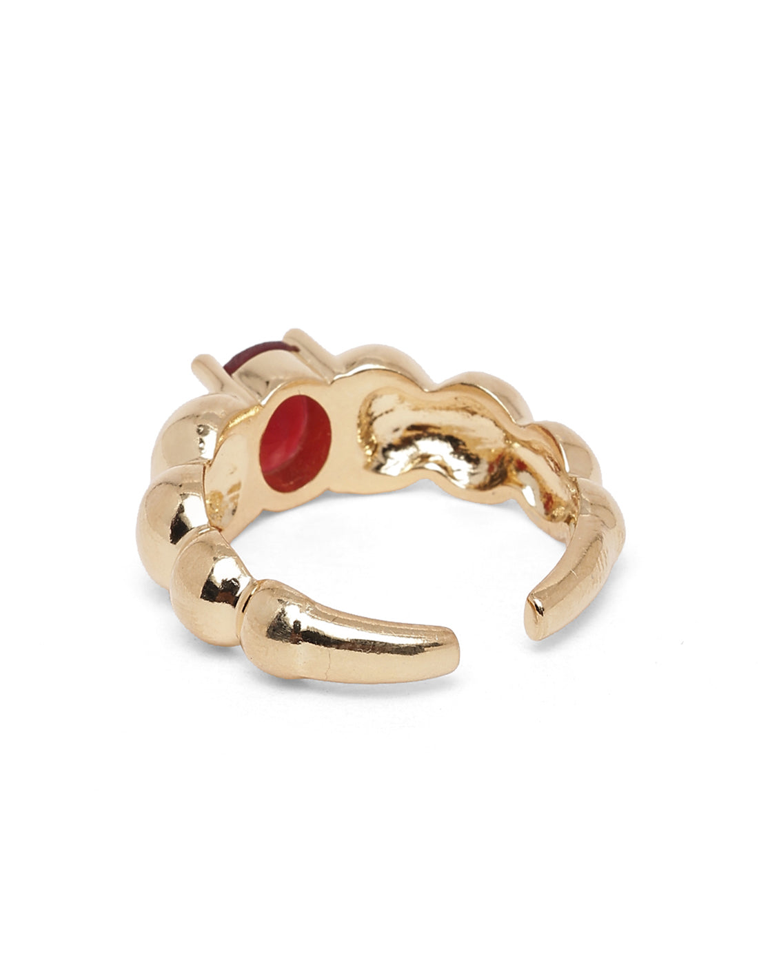 18kt Gold Plated Red Ruby Stone Adjustable Ring