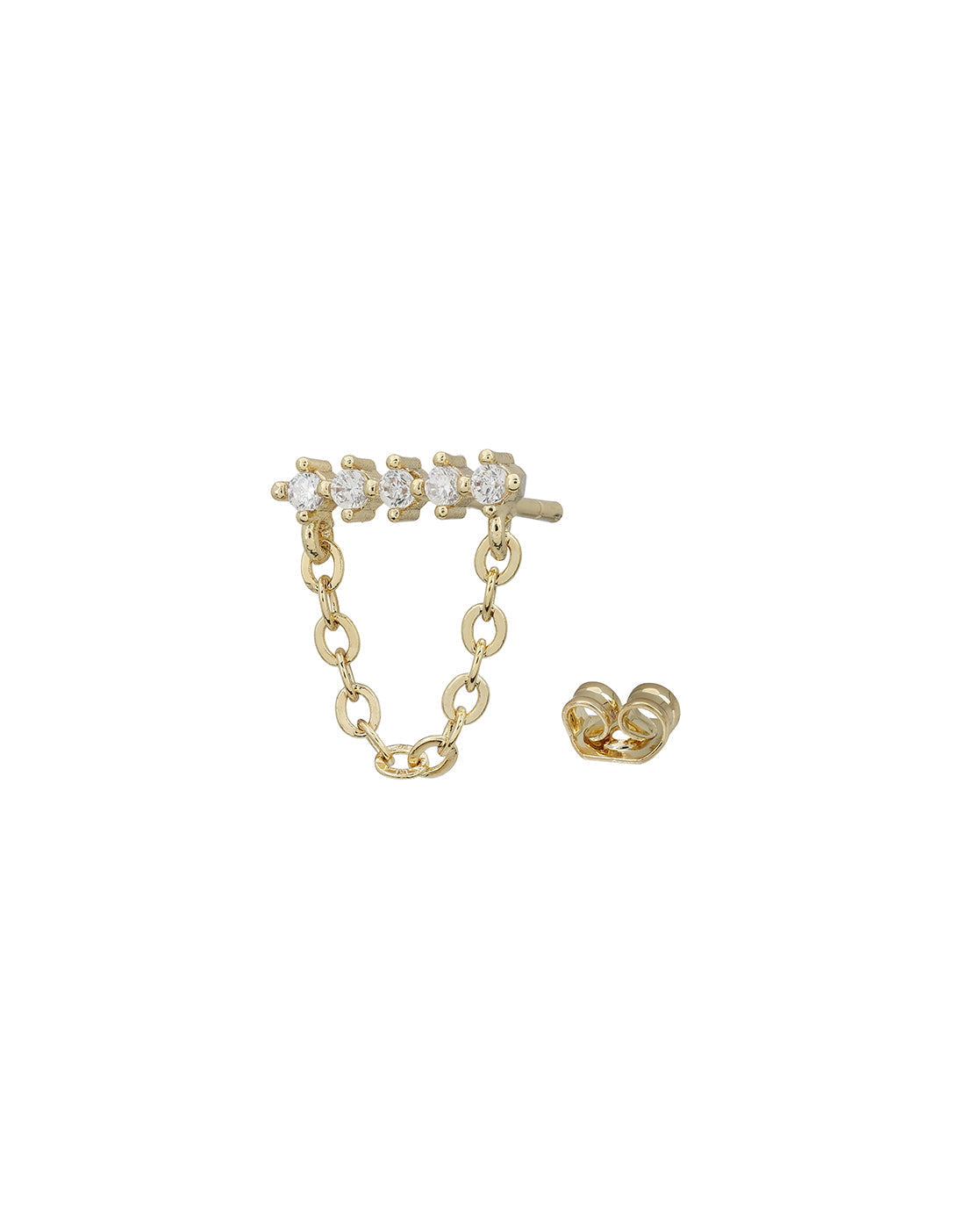 Set of Gold Plated Contemporary CZ Studded Heart, Cuff & Ear Piercing Set