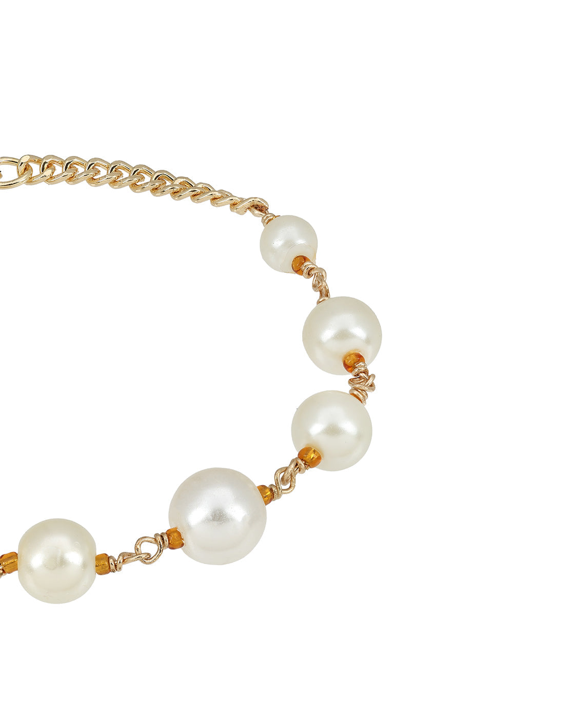 Gold Plated Pearl Charm Adjustable Bracelet