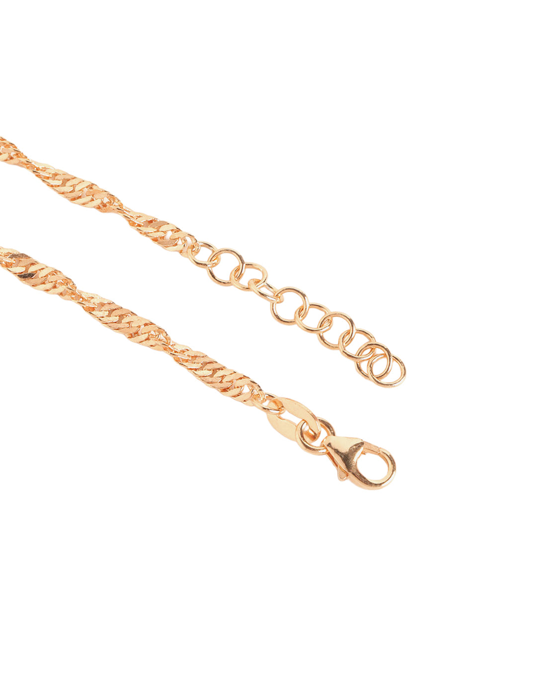 18kt Rose Gold Plated Dangling Bead Charm Accents with Singapore Chain Adjustable Anklet
