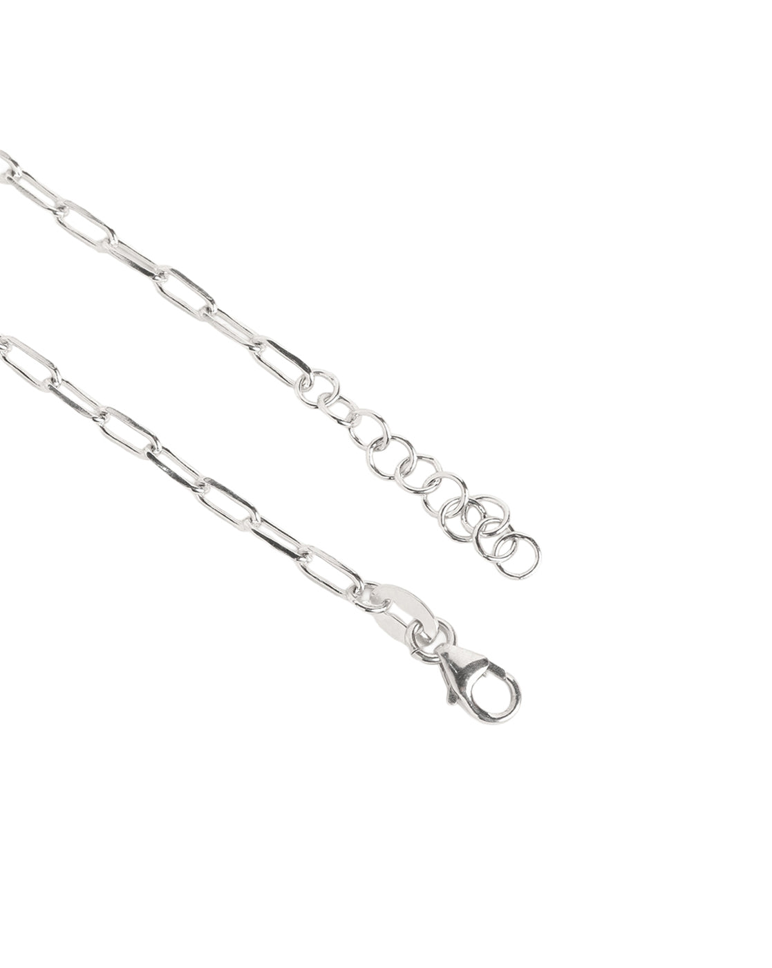 Rhodium Plated Dainty Leaf & Crystal Charm with Paperclip Adjustable Chain Anklet
