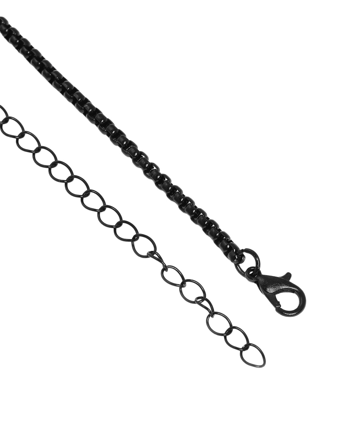 Men Stainless Steel in Black Toned Box Chain & Stone Octagon Pendant