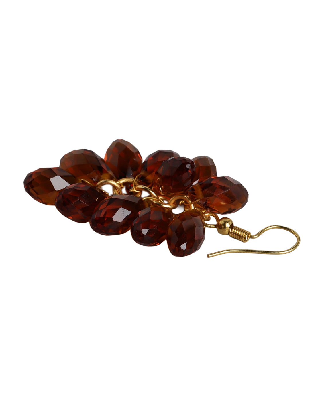 Gold-Plated Red Crystal Bead Necklace & Earrings Set