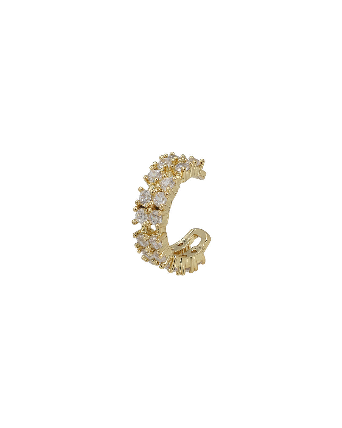 Gold Plated Designer Stud, Cuff & Mini Hoop with CZ Piercing Set
