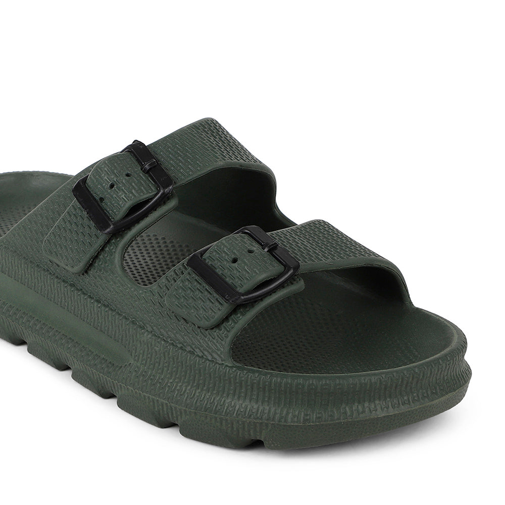 Men Textured Dual Strap Comfort Sliders