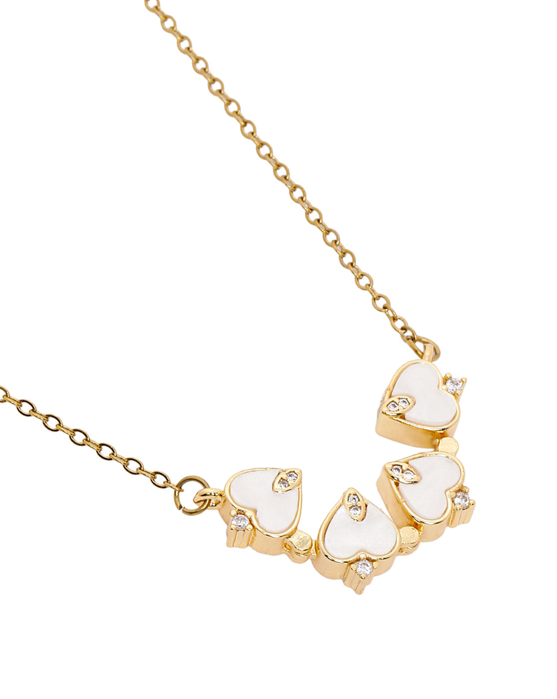 2 Way Wear Magnetic Heart Clover CZ Shell Pendant Necklace