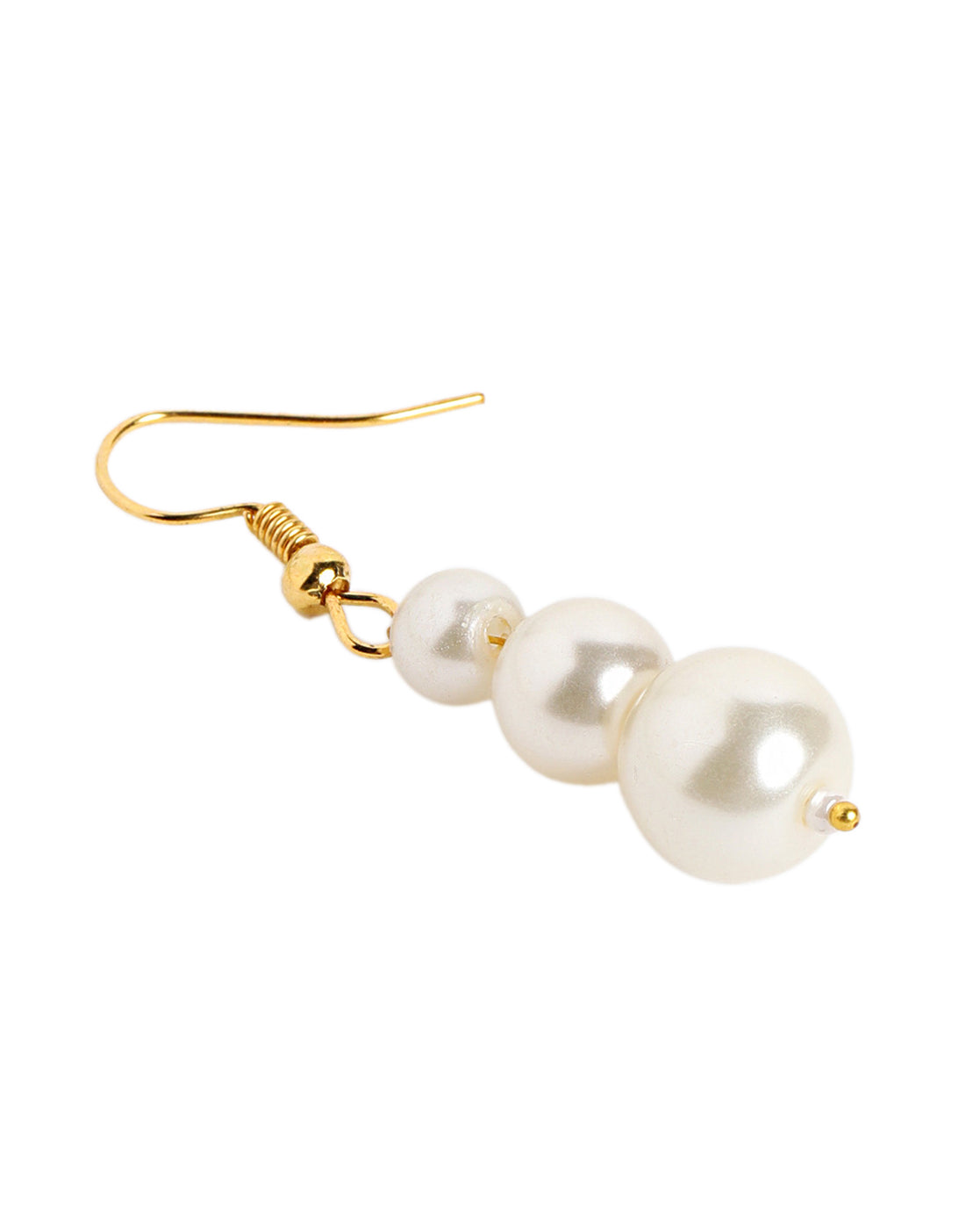 Gold Plated Double Strand Graduating Pearl Necklace with Earring Set