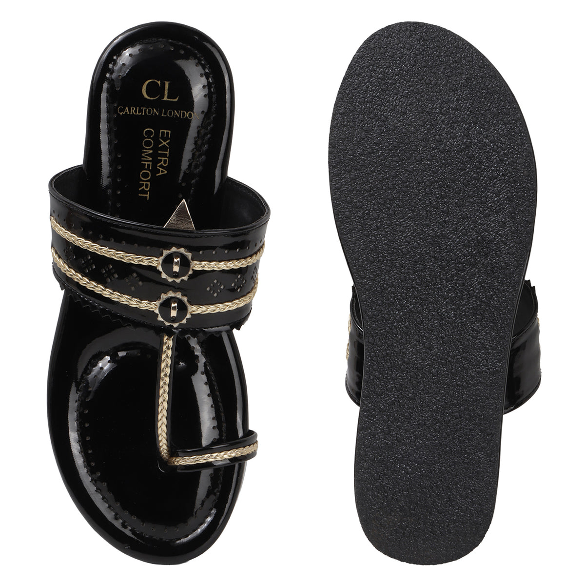 Traditional Toe-Ring Wedge Sandals with Metallic Detail
