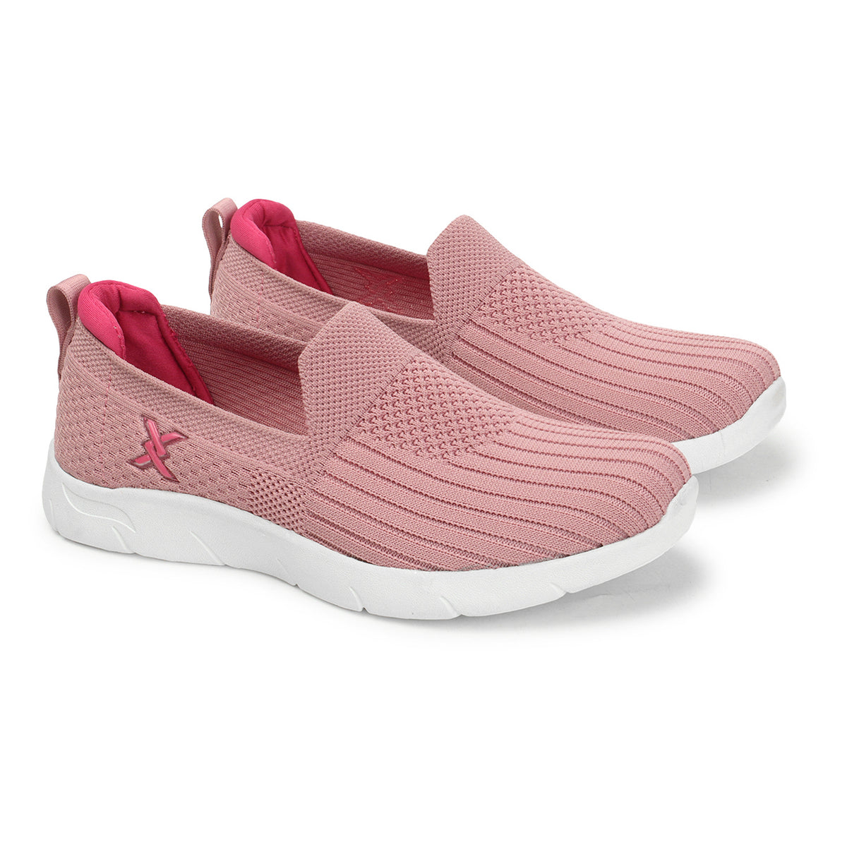Women Textured Round Toe Flyknit Mesh Slip-On Sneakers