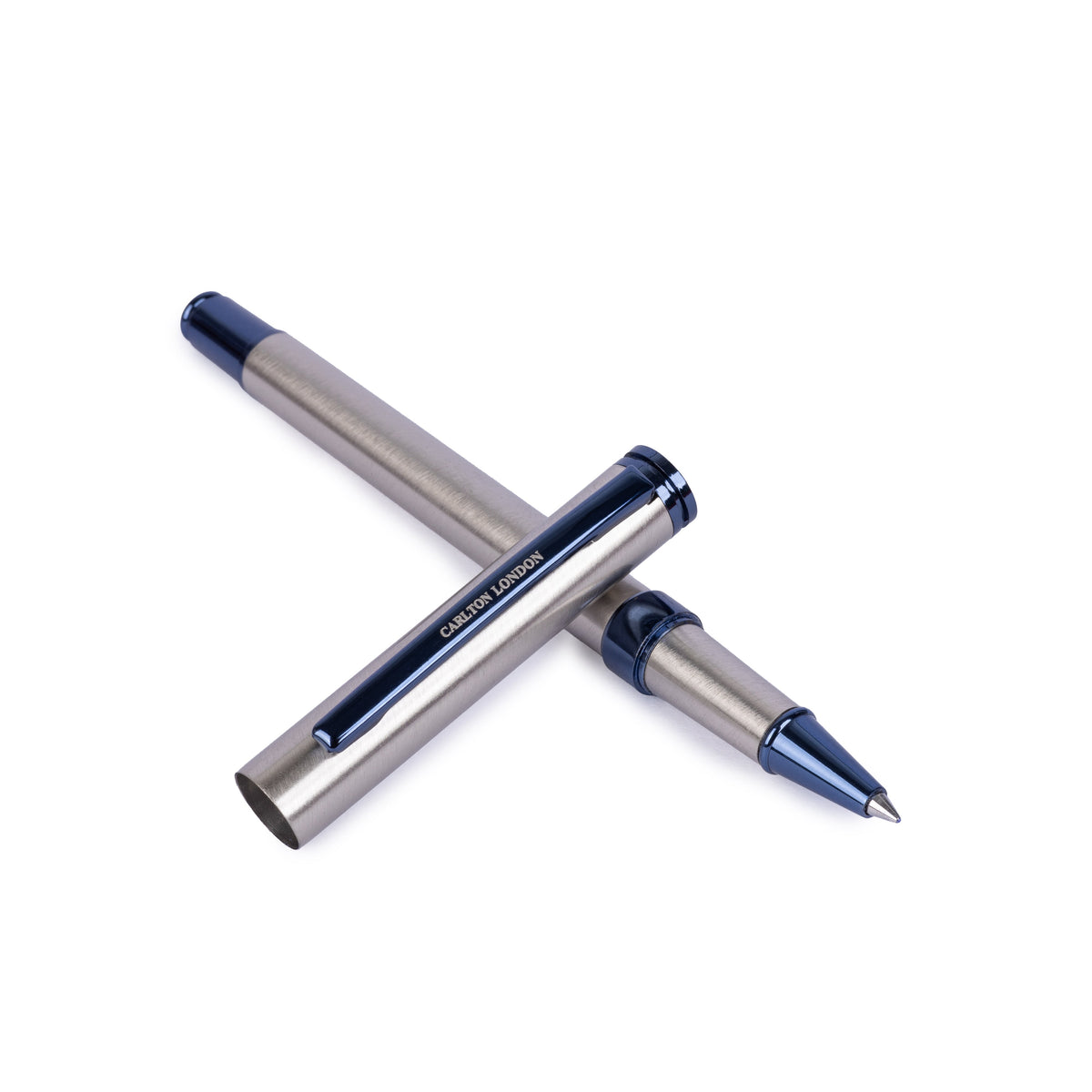 Carlton London Silver & Blue Metallic Ball Pen Premium Executive Writing Pen with Smooth Fine Tip