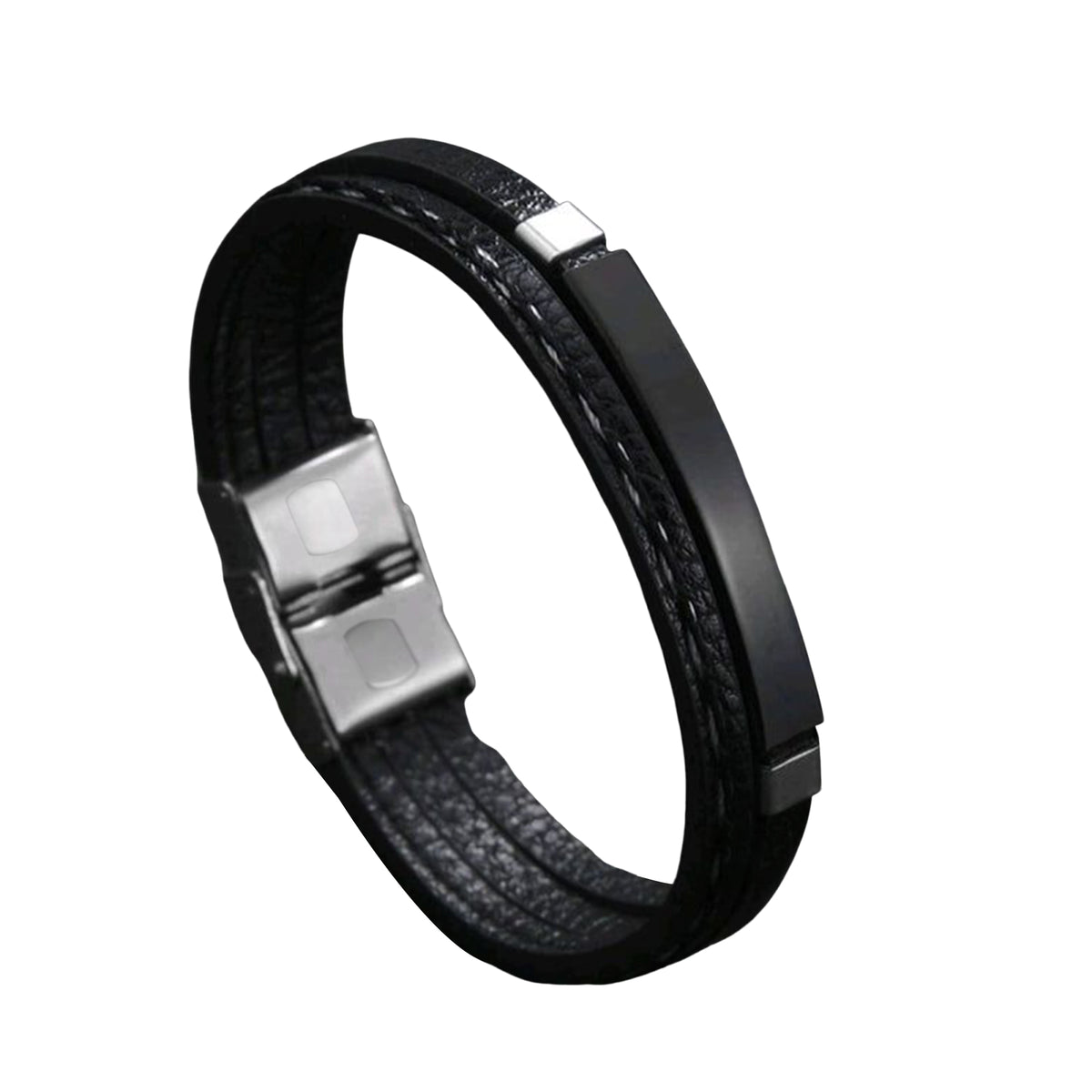 Men Black Leather Nomad Bracelet - CLJW-37