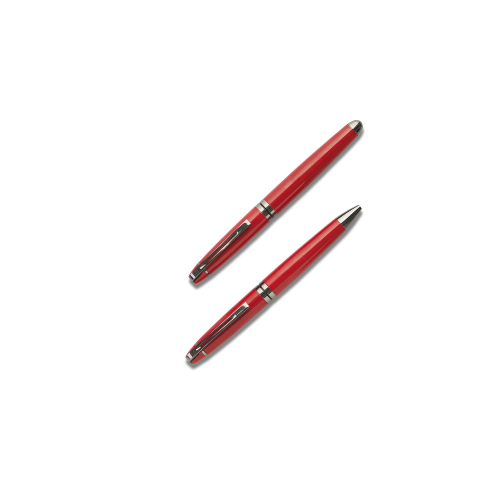 Carlton London Set Of 2 Red Twist And Roller Metal Pens