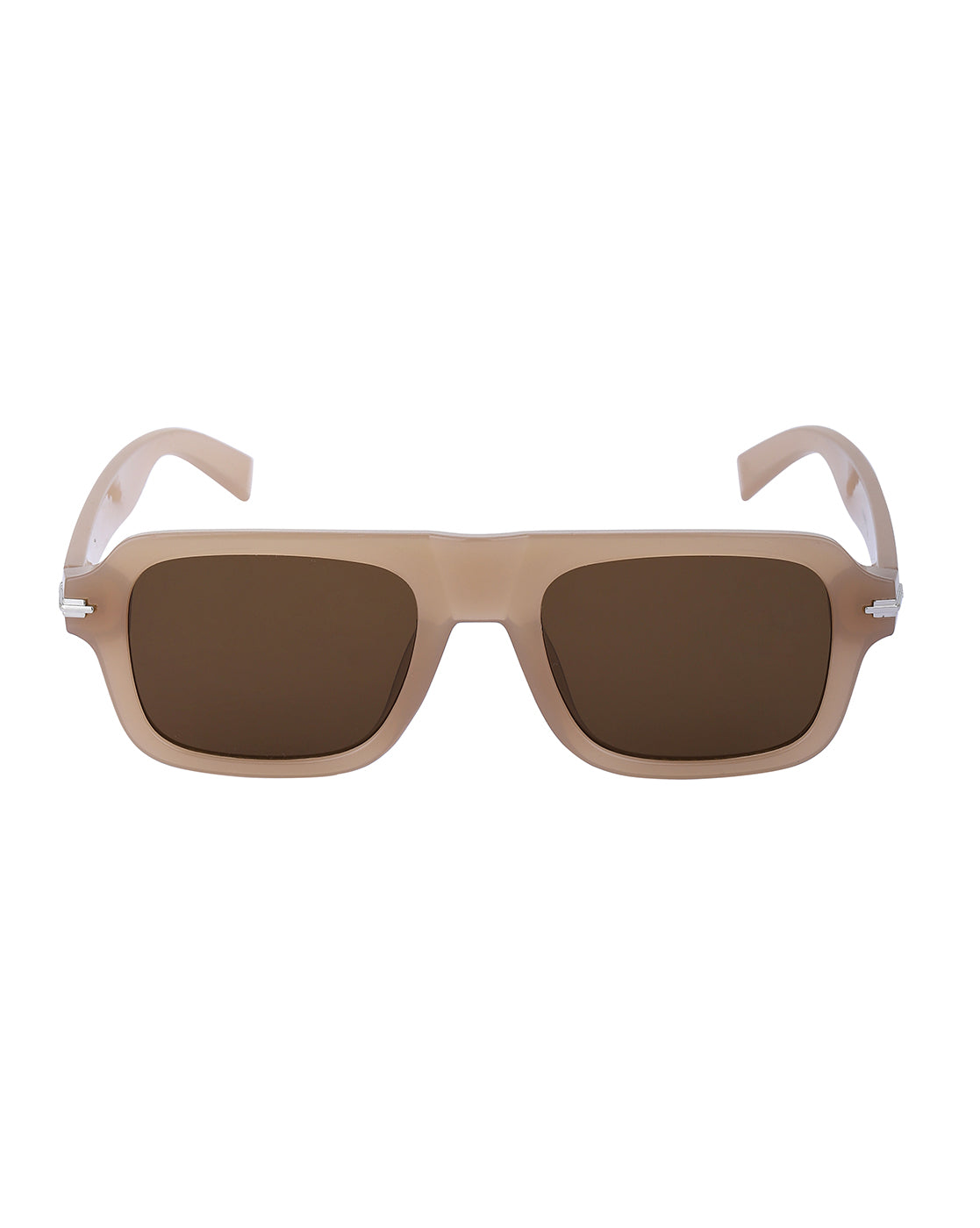 Brown and Silver Toned UV Protected Lens Square Sunglass for men