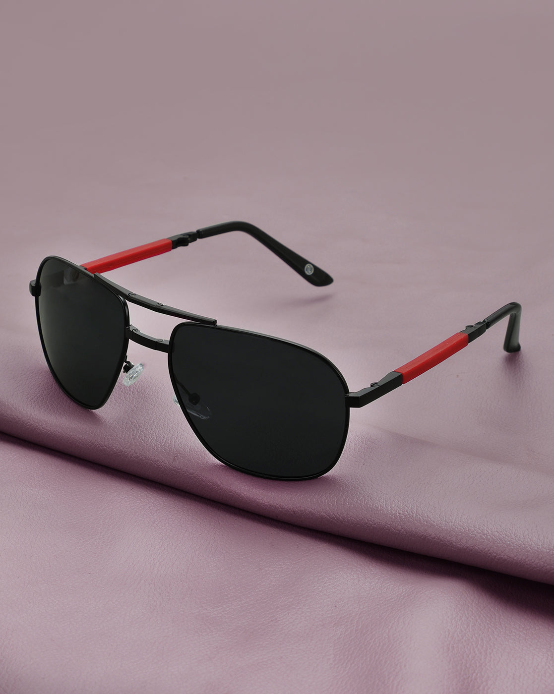 Gold with Red Toned Polarised Lens Foldover Rectangle Sunglass for mens