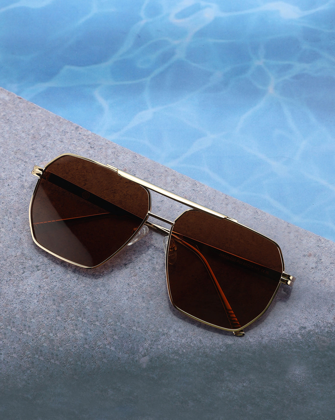Gold Toned with Brown Polarised Lens Oversized Sunglass for mens