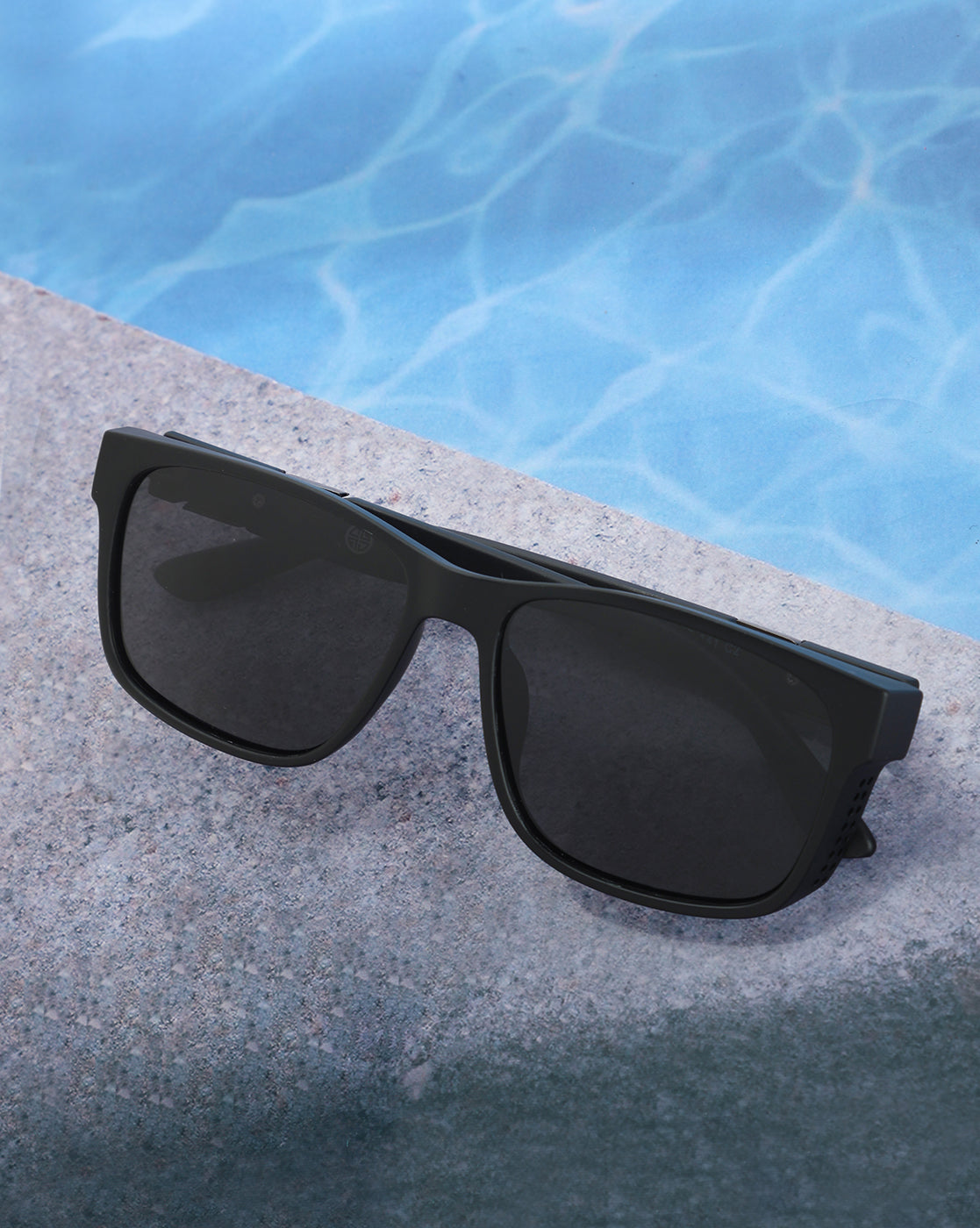 Black with Metallic Toned and Black Polarised Lens Wayfarer Sunglass for men
