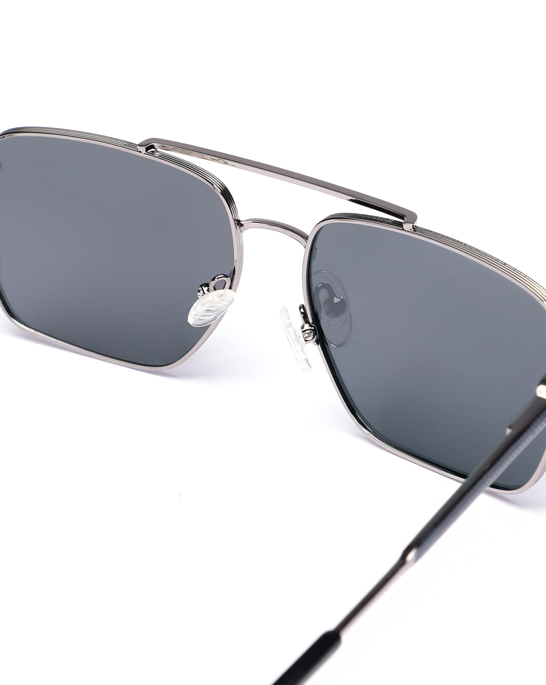 Men Premium Polarised UV Protected Blue Lens Silver Toned Rectangle Sunglasses