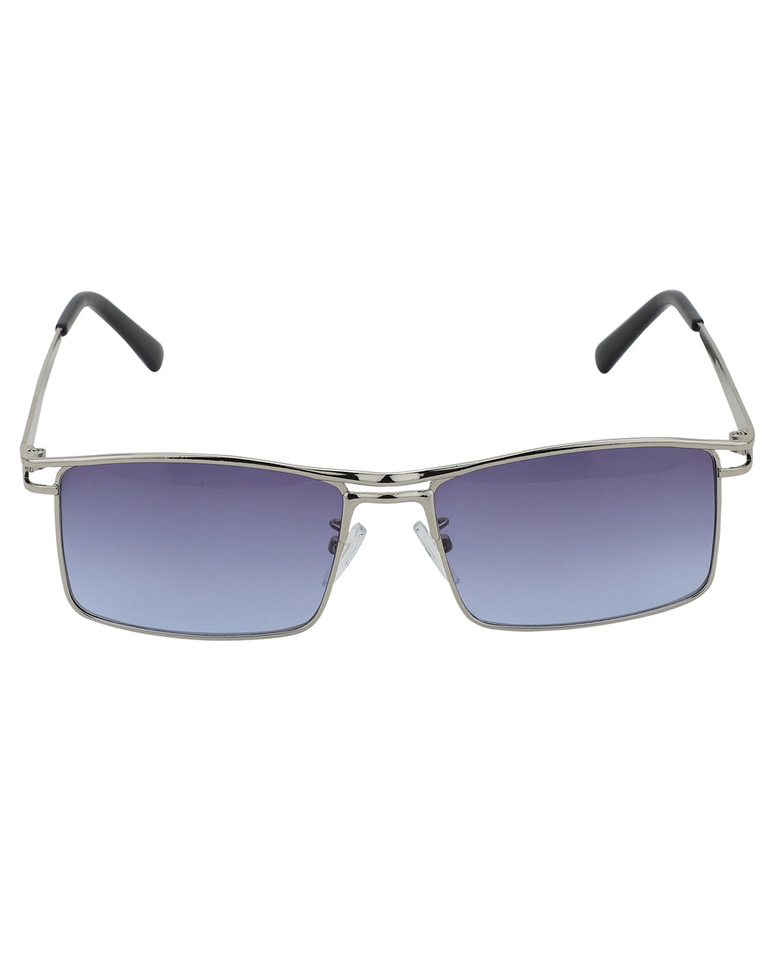 Silver Toned with UV Protected Lens Rectangle Sunglass for unisex
