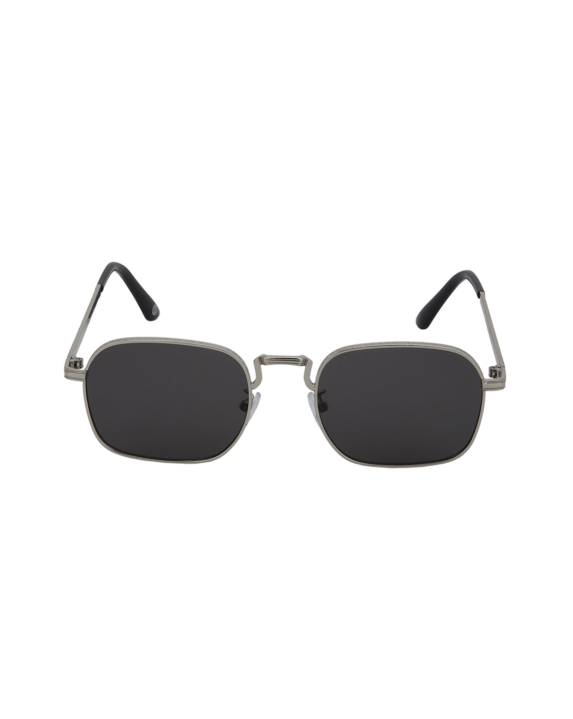 Silver with Black Toned UV Protected Lens Rectangle Sunglass for unisex
